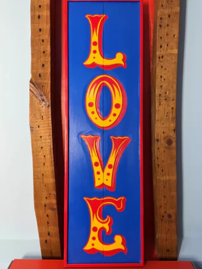 Retro Blue Love Replica Circus Sign, home interior