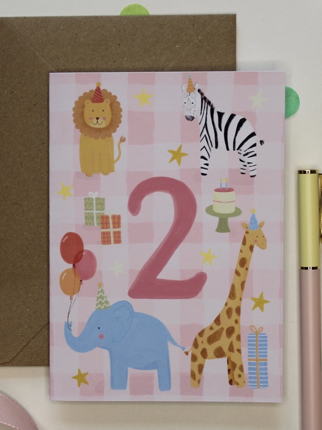 Safari animals 2nd birthday in pink