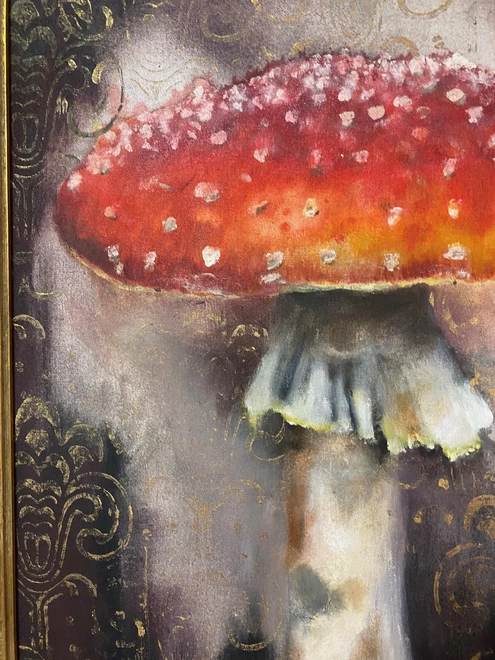 fly agaric mushroom detail