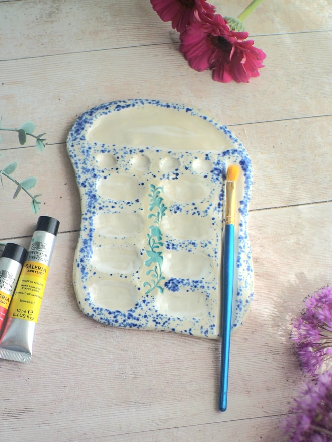 ceramic paint palette, Jenny Hopps pottery, paint palette, gift for artists, gift for creatives, gift for crafters, gift for painters, painting gift, Pottery palette, GIFT FOR bird lovers