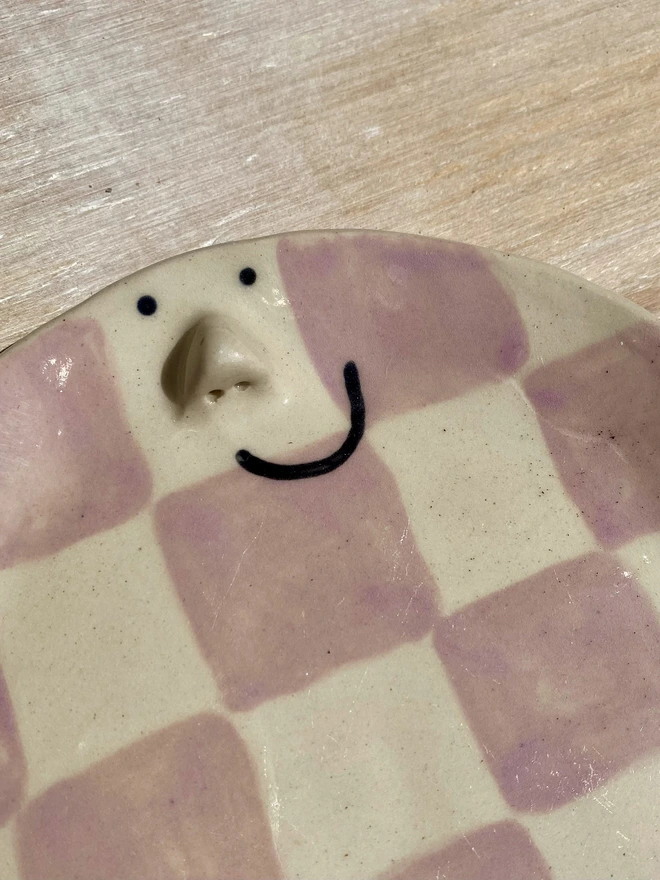 violet ceramic side plate - close up