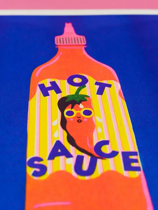Blue Chilli Sauce Risograph Print