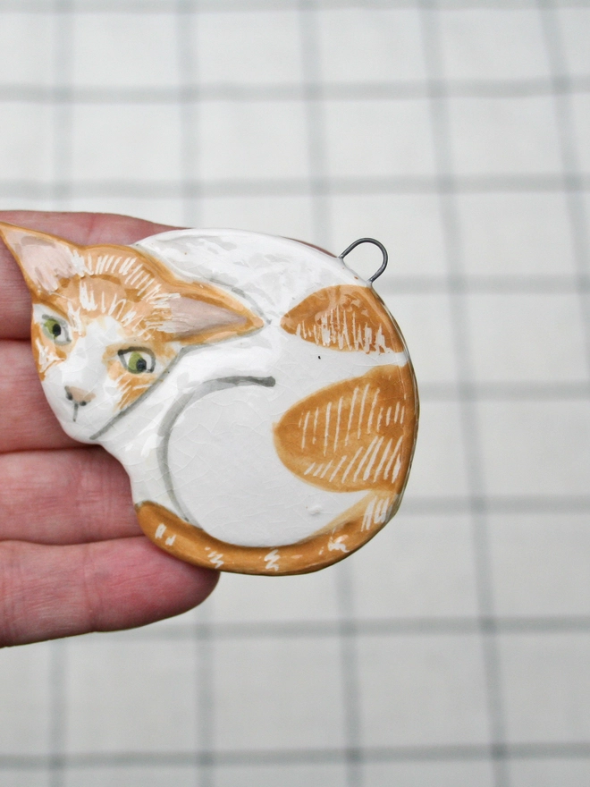 ceramic cat Christmas tree decoration