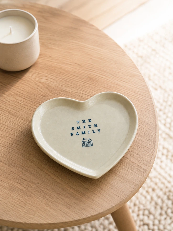 ceramic heart family name plate, jenny hopps pottery