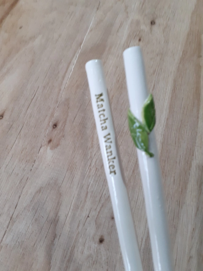 Artisan ceramic matcha straws handmade in Newport, Wales, perfect for matcha lattes or green tea.