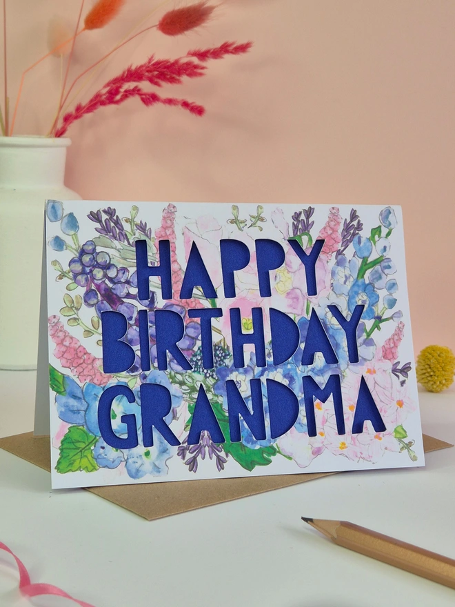 Happy Birthday Grandma Paper cut card 