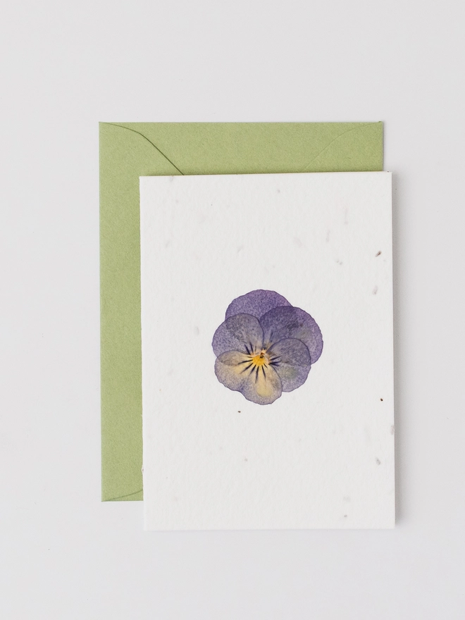 Real Pressed Flower Notecard, Pansy