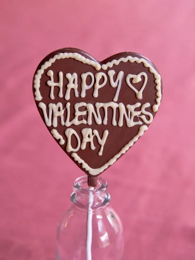 Heart shaped Happy Valentine's Day chocolate lollipop