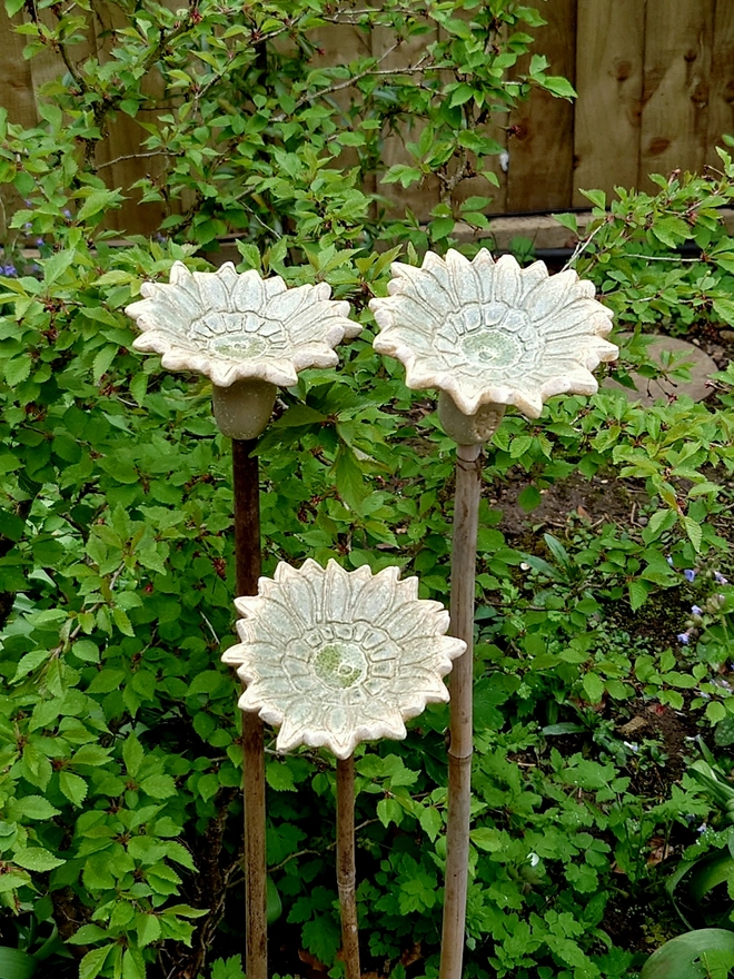 Sunflower ceramic garden cane topper