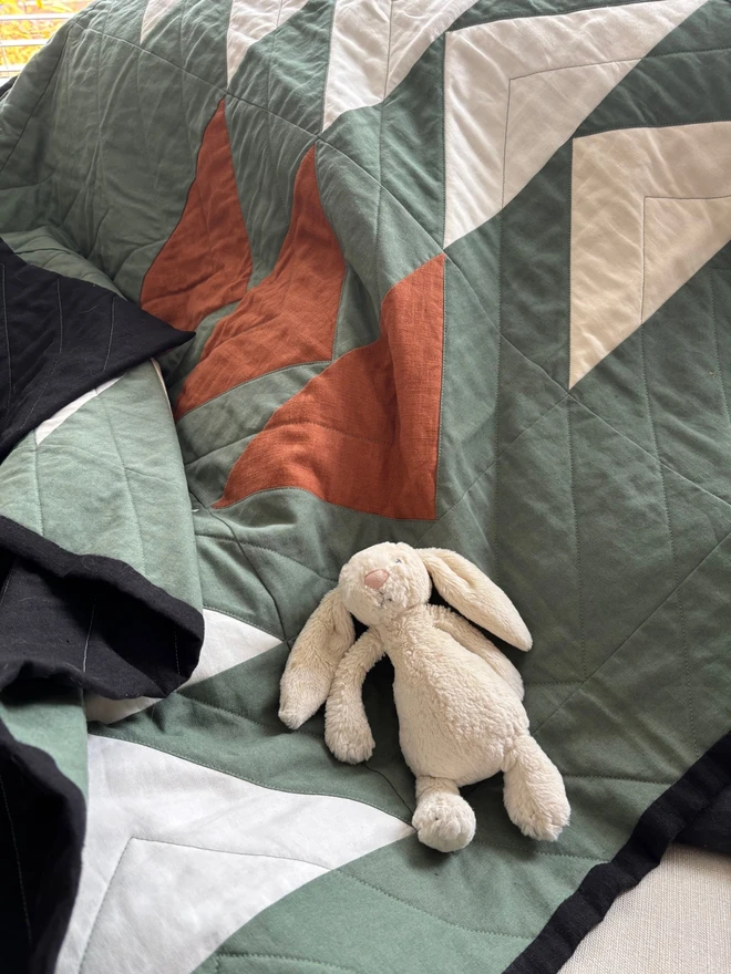 Flow sage linen baby quilt/ mat