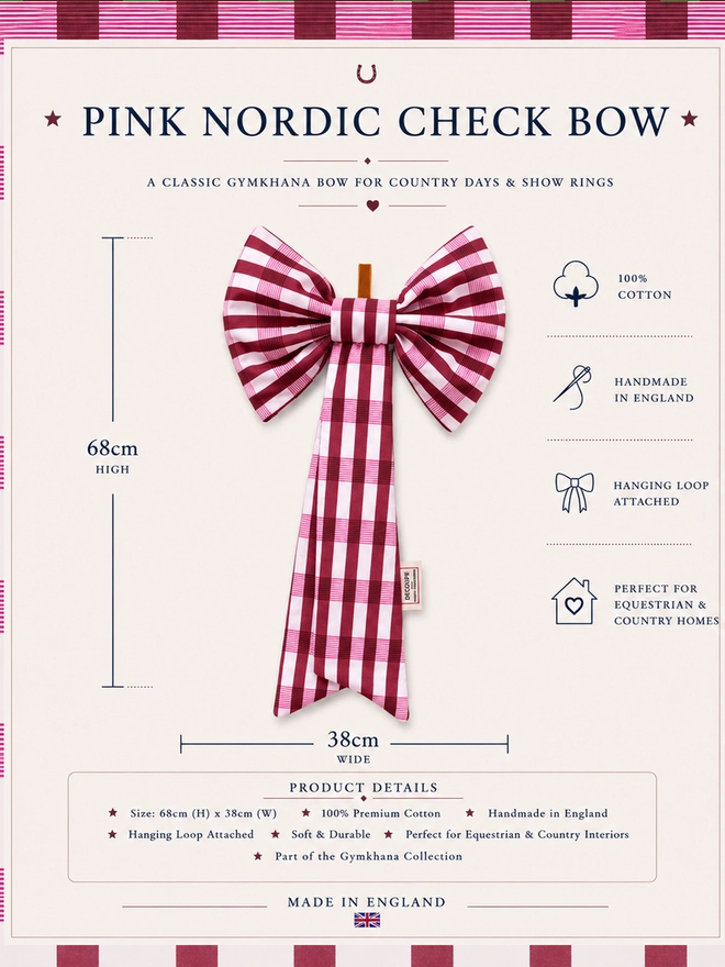 Nordic Check Rosetta Pink Bow