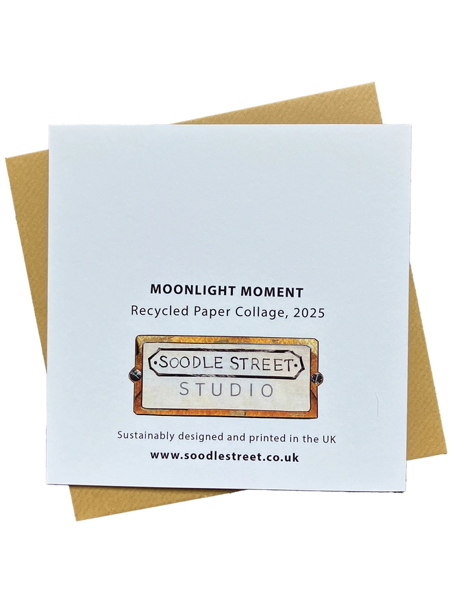 moonlight swans greetings card back view