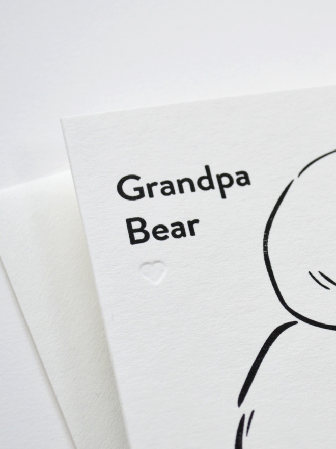 greeting card close up with grandpa bear message and quiet heart detail