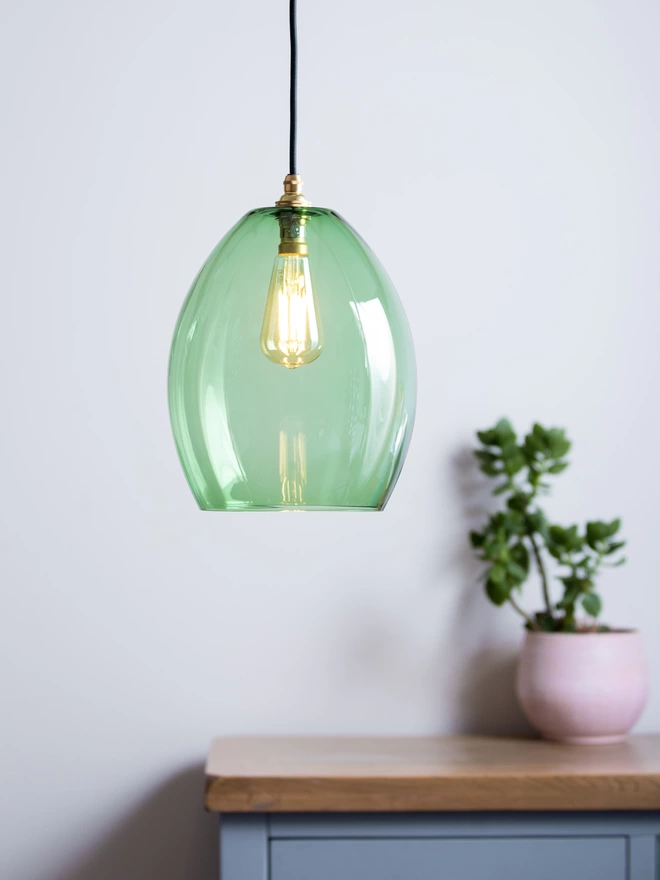 Large Green Glass Bertie pendant Light