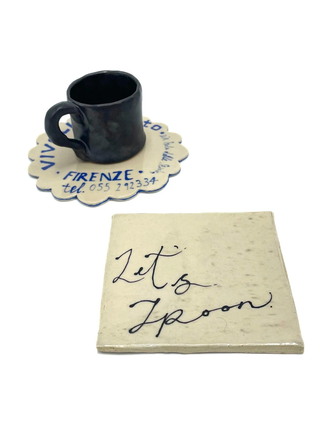 Let's Spoon Ceramic Coaster