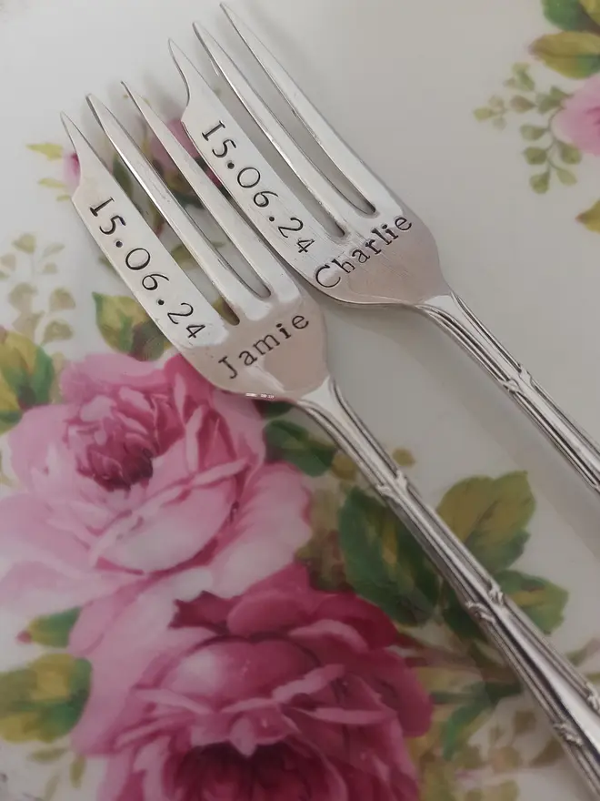 Personalised Pair Of Wedding Cake Forks (Set Of 2)