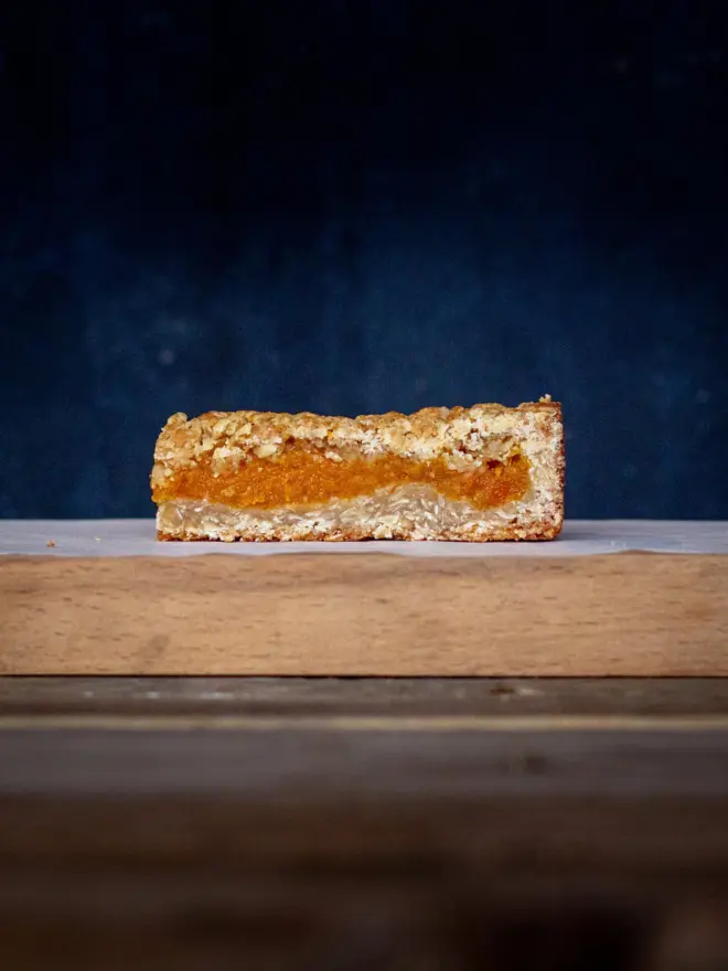 An of apricot oat slice