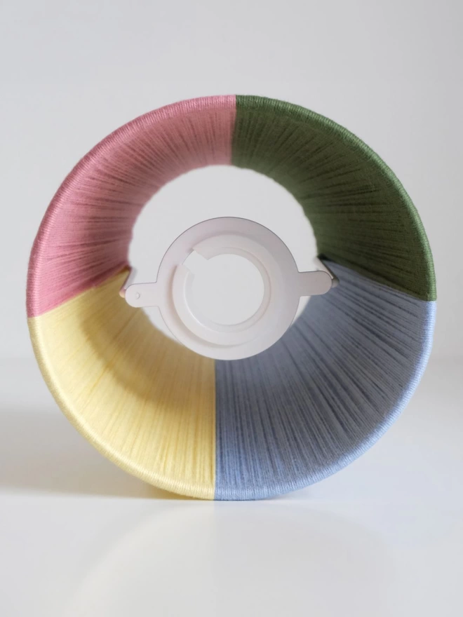 Frontal view of colourblock lampshade