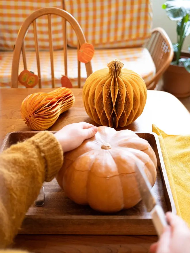 Pumpkin Honeycomb Ornament (Set Of 6)