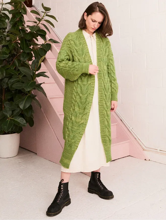 Alex Cable Cardigan Green