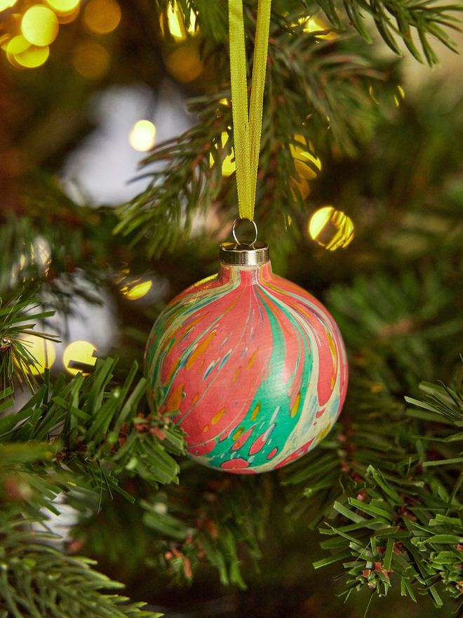 Hand marbled bauble