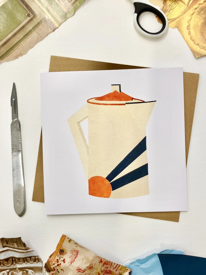 Art Deco Coffee Pot Greetings Card 