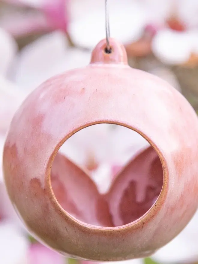 Heart Stoneware Ceramic Round Bird Feeder