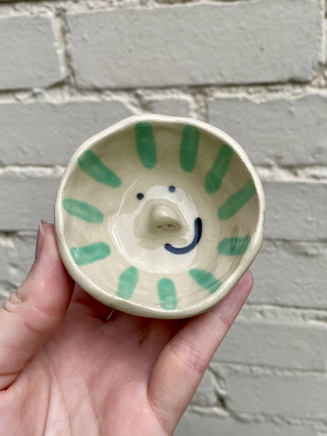 green stripe trinket bowl