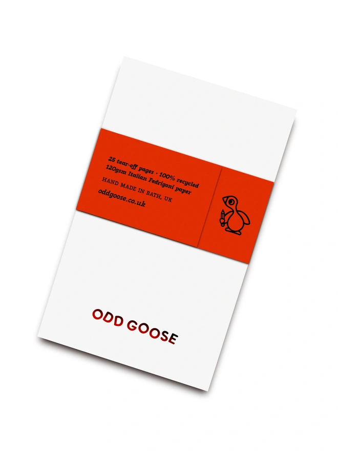 Odd Goose Creative Stationery Advent Calendar notepad back with shiny red foil