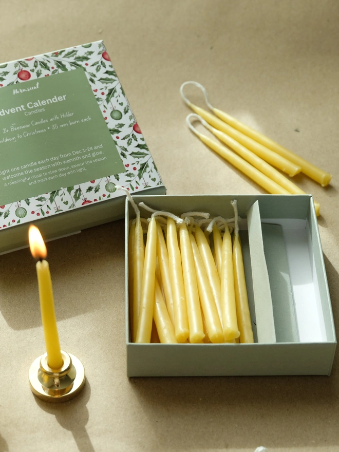 Advent calendar candle set, Christmas candle stockings 
