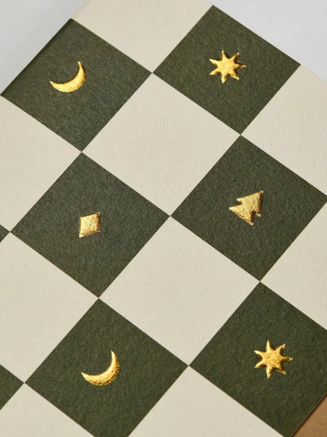 Checkerboard Seasonal Christmas Cards (Pack Of 6)