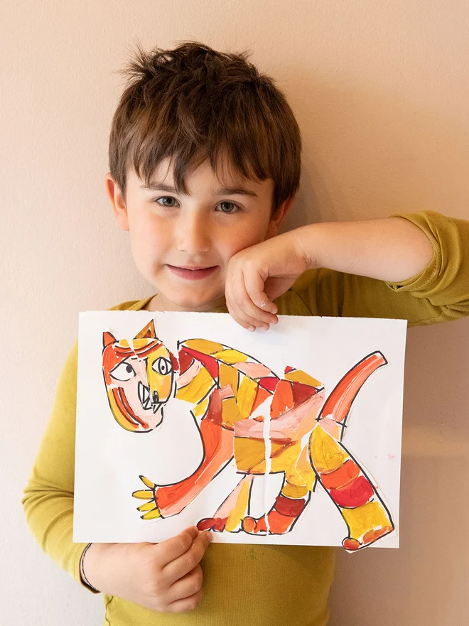 Cubist Cat painting for children