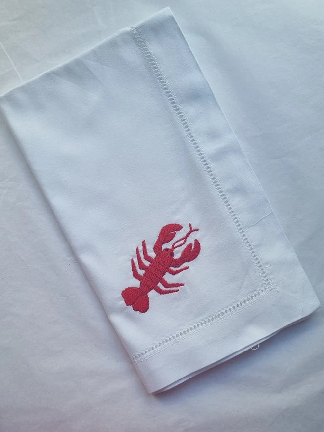 Embroidered lobster napkin