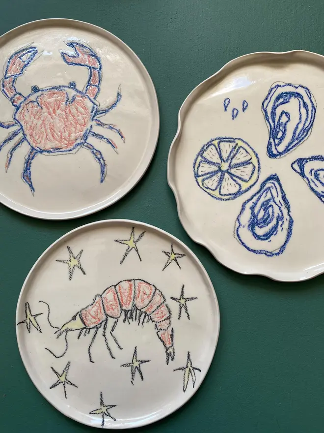 oyster lemon ceramic plate