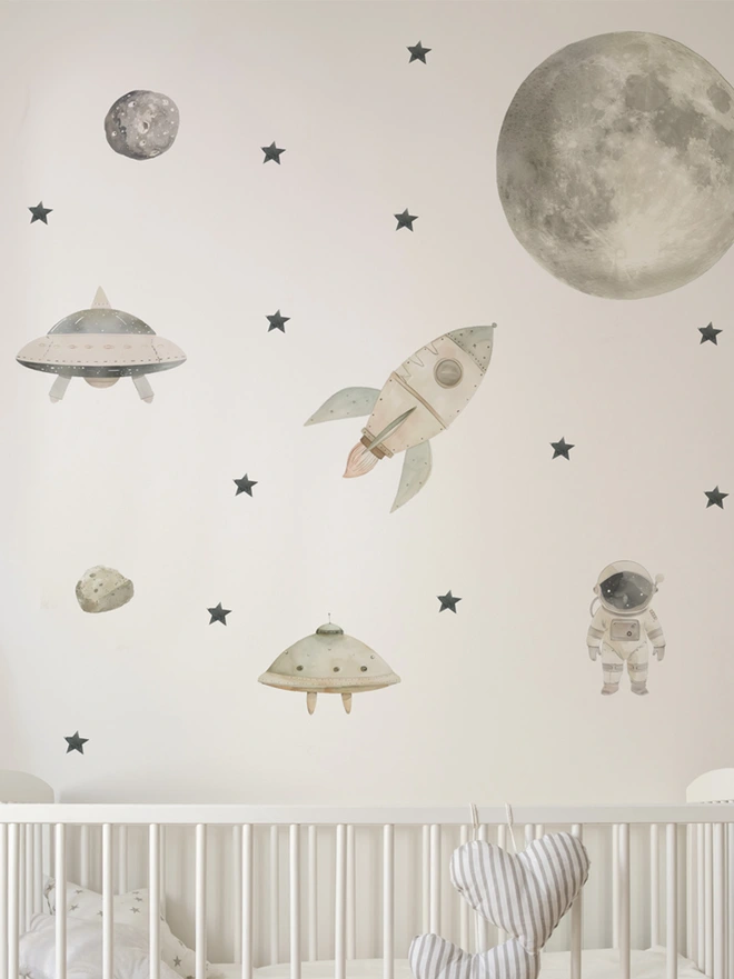 starry space wall sticker set for bedroom, playrooms and baby's room