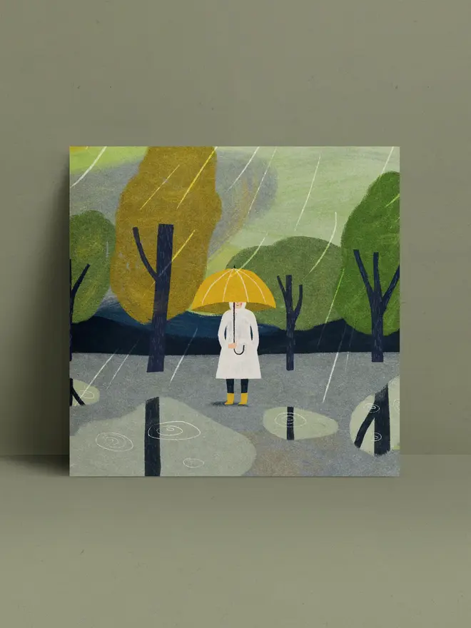 april showers illustrated greetings card