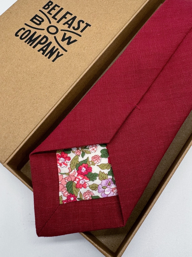 Cherry Red Irish Linen Tie handmade by the Belfast Bow Company