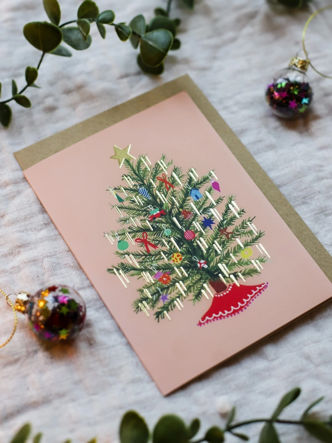 Retro-Pink-Christmas-tree-card