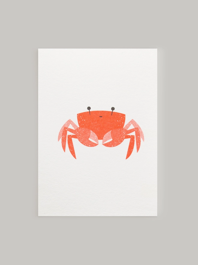 A cute little red crab is filled with character and risograph printed in vibrant colour onto this delightful little mini greeting card. Each card comes complete with a contrasting envelope and is blank inside.