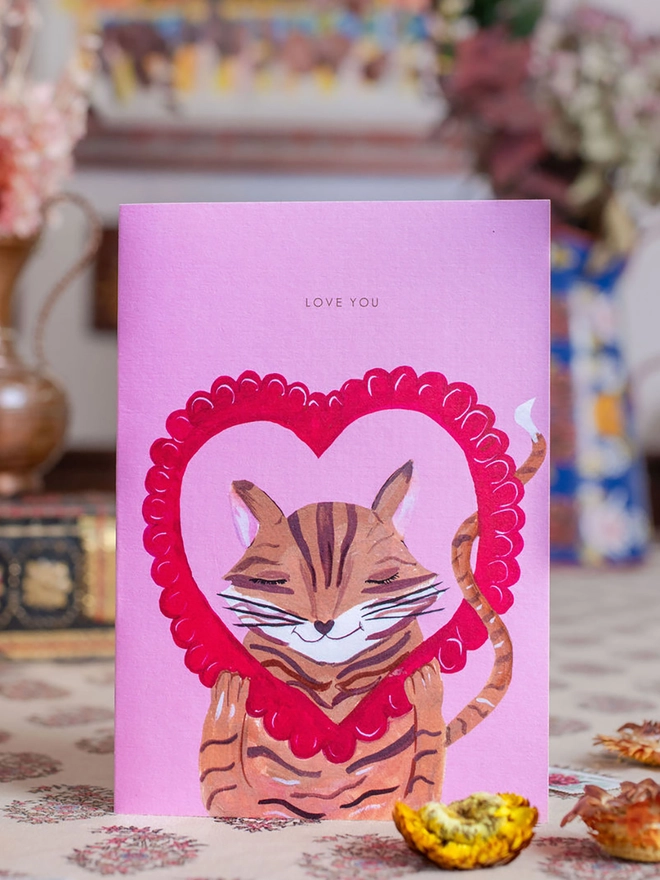 cat valentines day card 