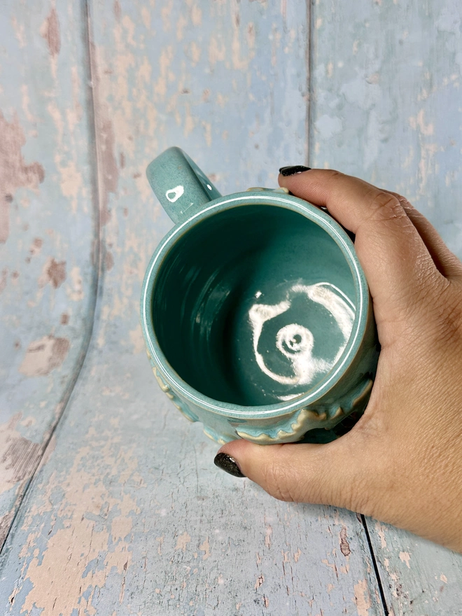 Festive Turquoise Snowflake Ceramic Mug