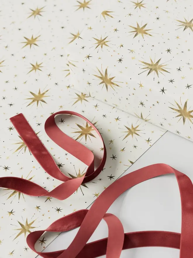 Gold Star Wrapping Paper 