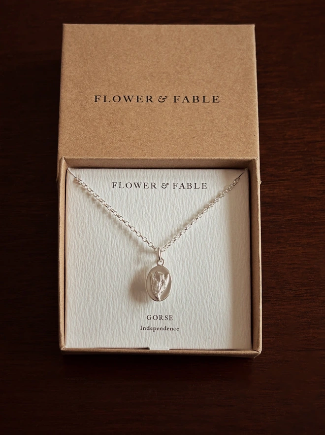 Gorse Medal Charm with Belcher Chain ~ Sterling Silver