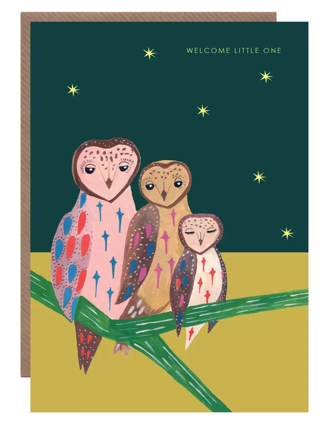Owl Family New Baby Card