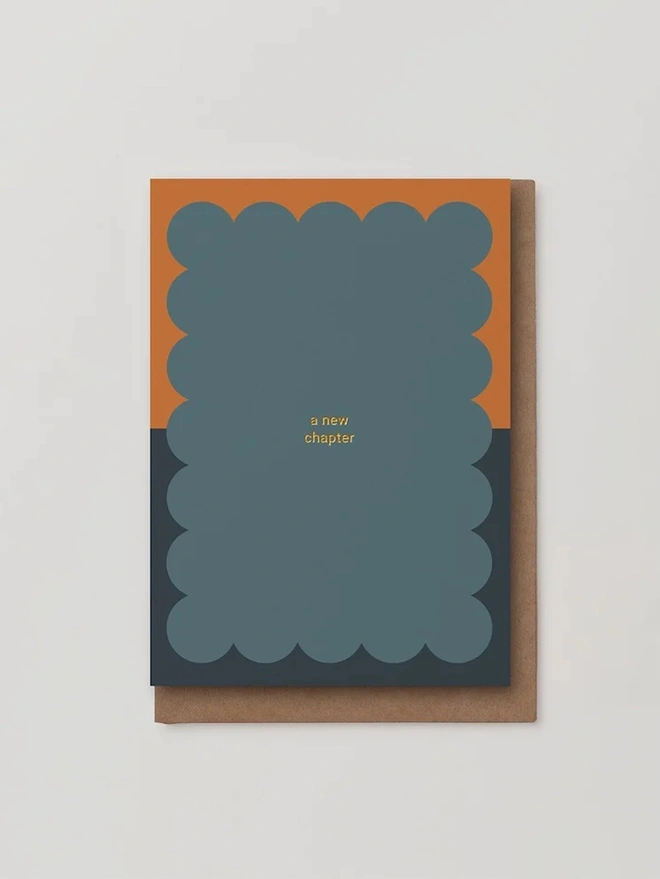 Salmon And Blue Foiled 'A New Chapter' New Home Card