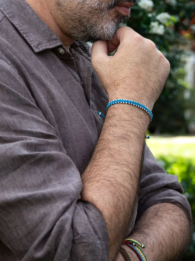 silver rope bracelet for men