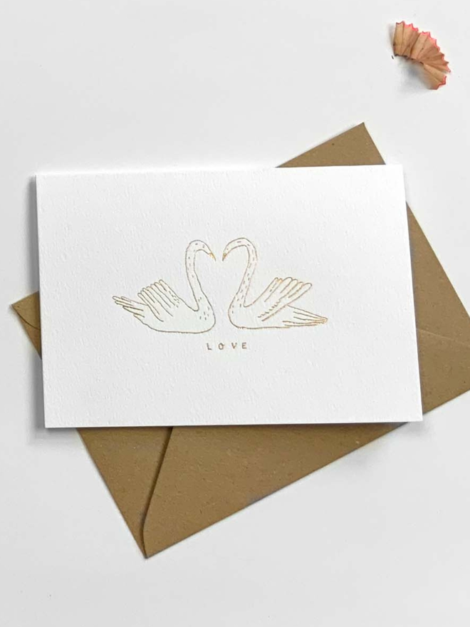 Love Birds love card. Folded