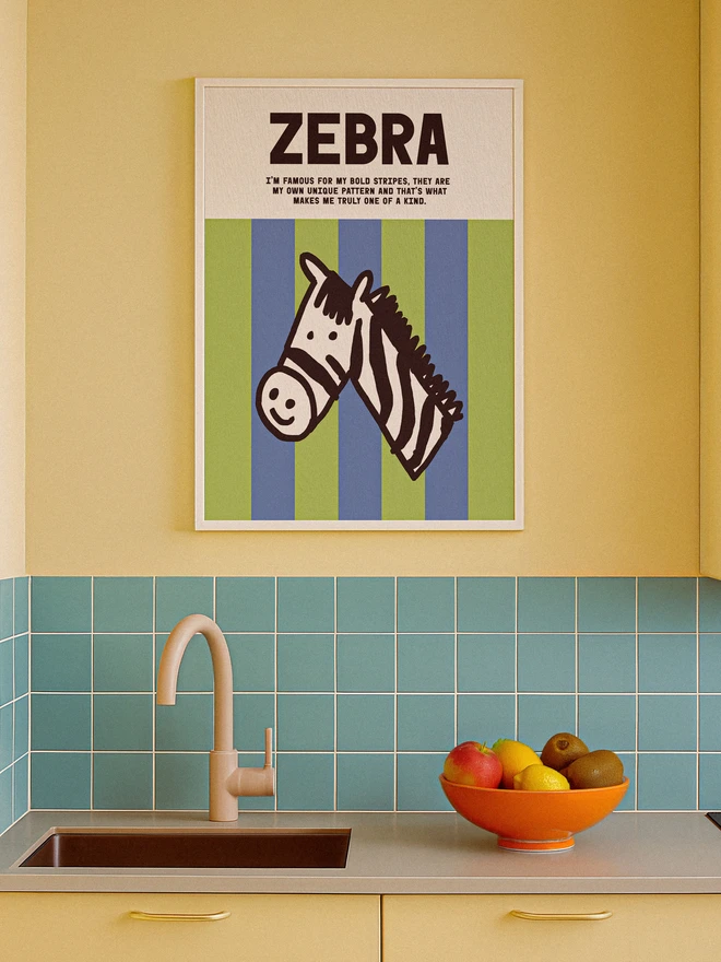 Zebra Art Print in Kitchen