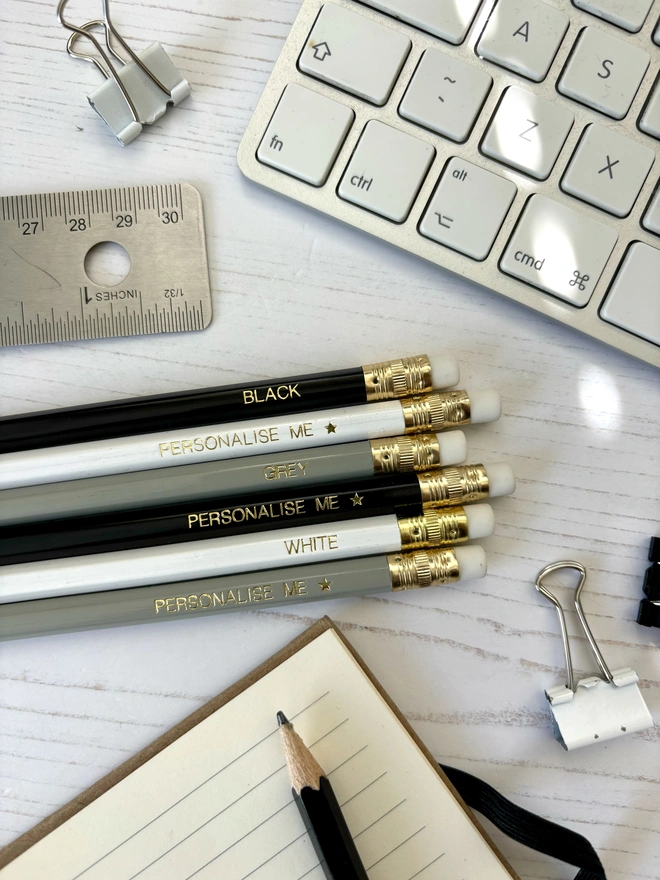 Personalised Monochrome HB Pencil Set
