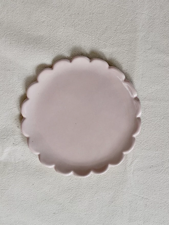 medium size camellia scalloped edge side plate in pale pink